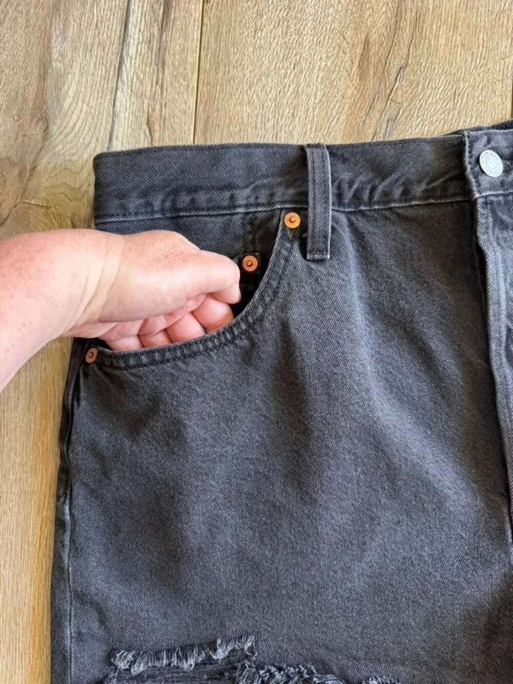 Levi's 501 Original 100% Cotton Black Button Fly Cut Off Jean Shorts Size 34